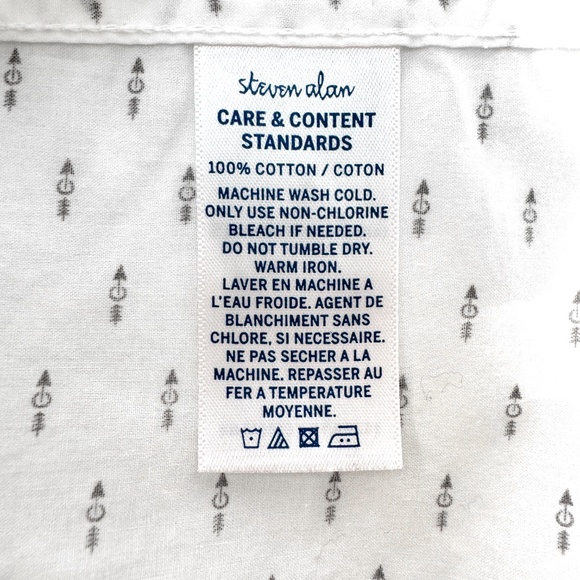 *2000 Steven Alan Single Needle Button Down Short Sleeve - White Arrow- Large - Picture 4 of 4